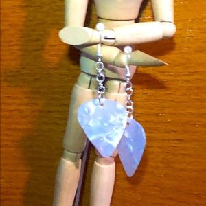 White Guitar pick earrings-dangle earrings-music